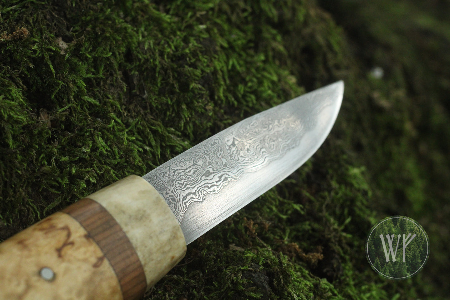Hand-forged Damascus Puukko / Pattern-welded steel / Bushcraft belt knife / Handmade / Unique