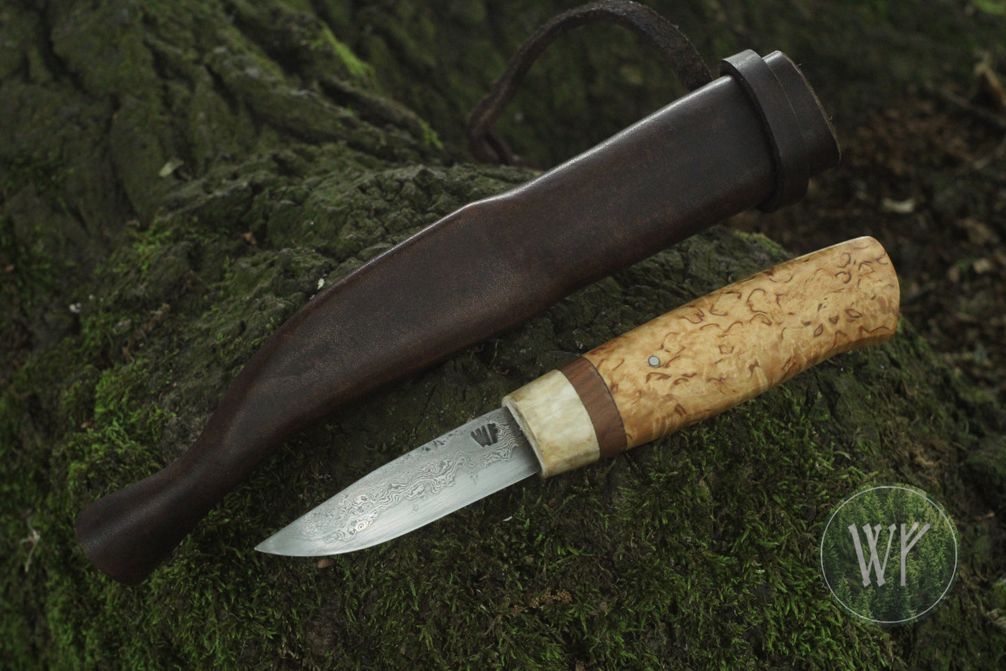 Hand-forged Damascus Puukko / Pattern-welded steel / Bushcraft belt knife / Handmade / Unique