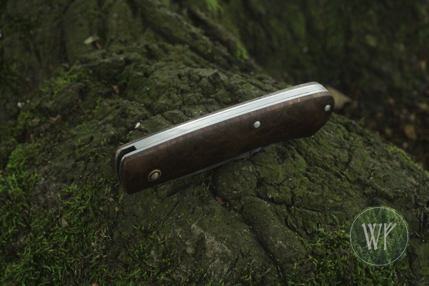 Hand-forged Folding Knife / Heavy Duty Slipjoint / Crucible Steel & Scottish Oak Burl / UK Legal Pocket Knife