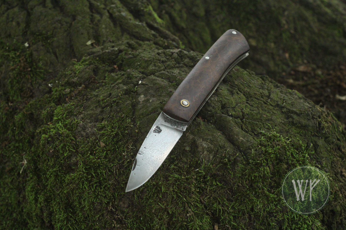 Hand-forged Folding Knife / Heavy Duty Slipjoint / Crucible Steel & Scottish Oak Burl / UK Legal Pocket Knife