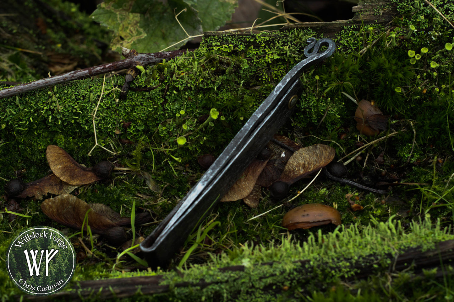 Hand-forged Birka Style Viking Friction Folder / Laminated iron & steel blade with forged wrought iron handle / UK Legal Carry
