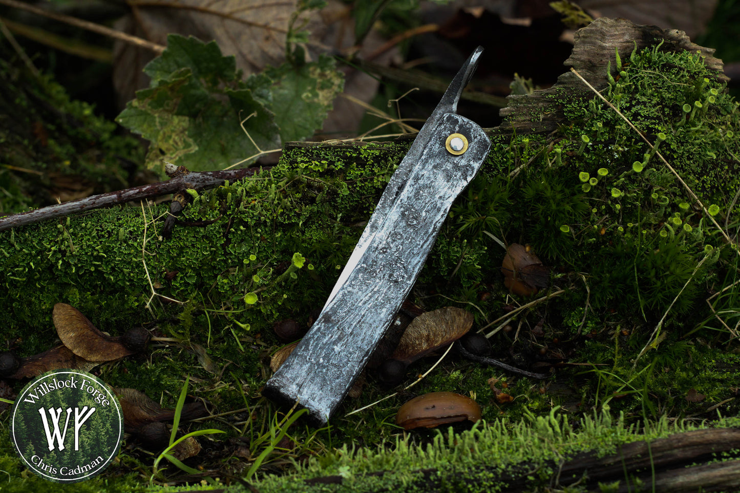 Hand-forged Birka Style Viking Friction Folder / Laminated iron & steel blade with forged wrought iron handle / UK Legal Carry