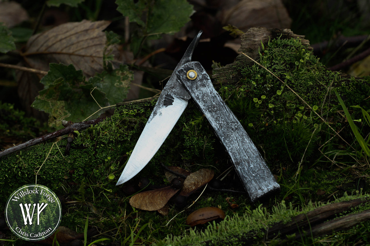 Hand-forged Birka Style Viking Friction Folder / Laminated iron & steel blade with forged wrought iron handle / UK Legal Carry