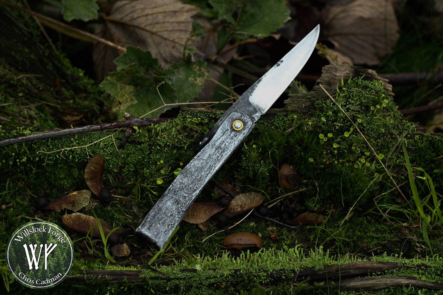 Hand-forged Birka Style Viking Friction Folder / Laminated iron & steel blade with forged wrought iron handle / UK Legal Carry