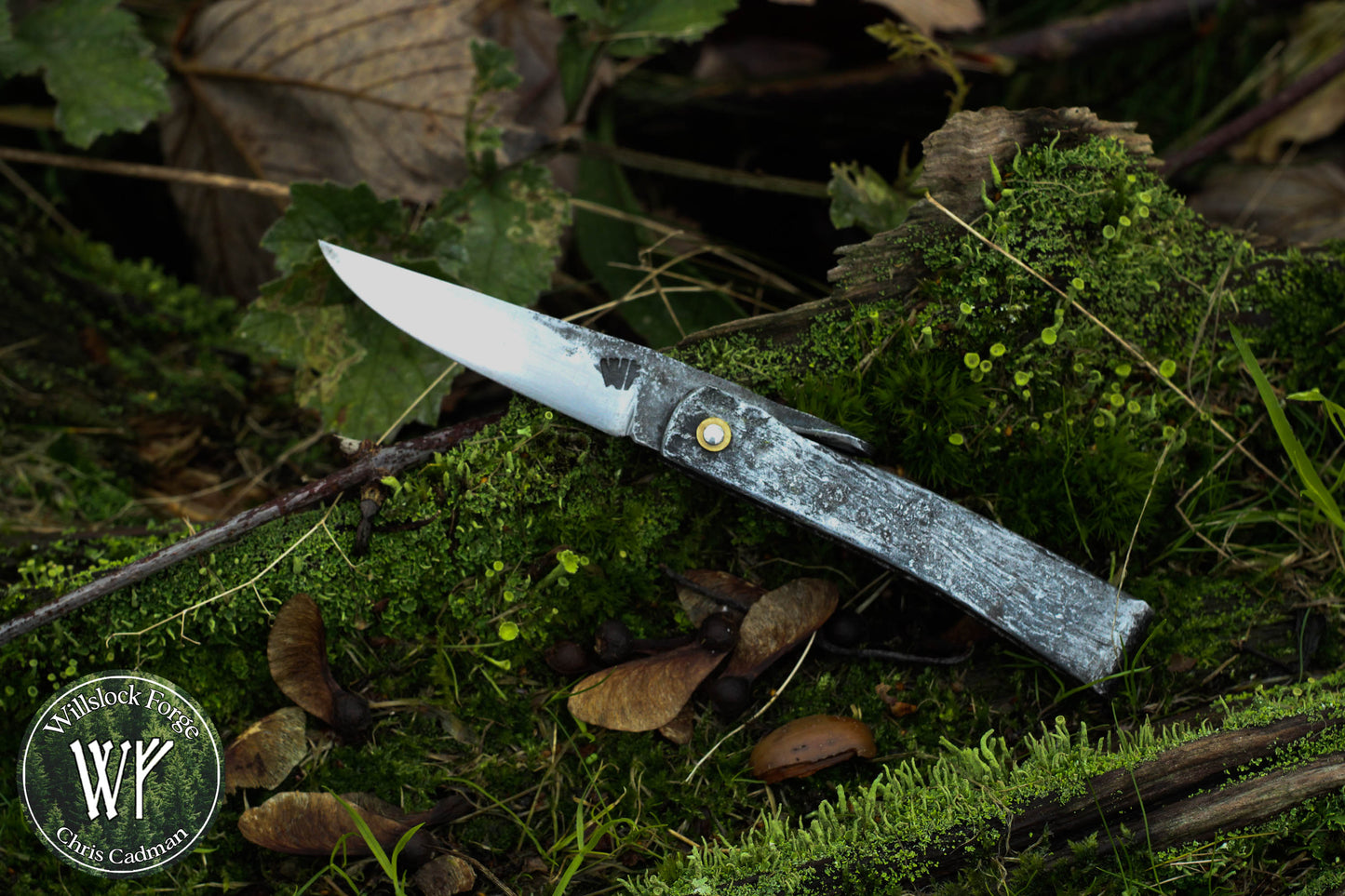 Hand-forged Birka Style Viking Friction Folder / Laminated iron & steel blade with forged wrought iron handle / UK Legal Carry
