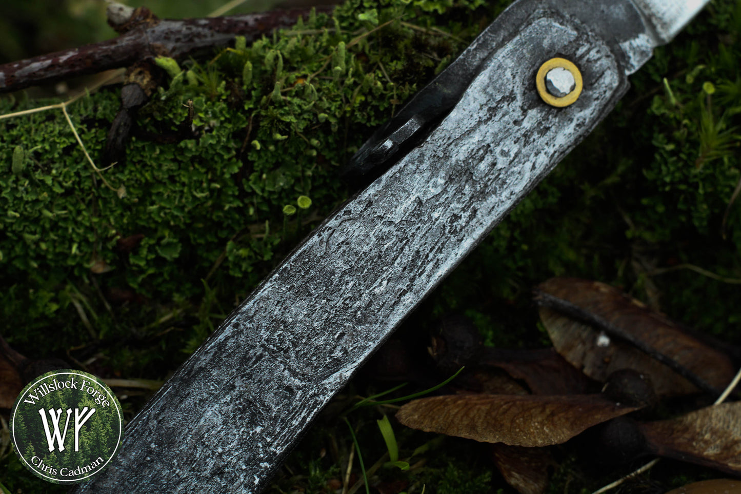 Hand-forged Birka Style Viking Friction Folder / Laminated iron & steel blade with forged wrought iron handle / UK Legal Carry