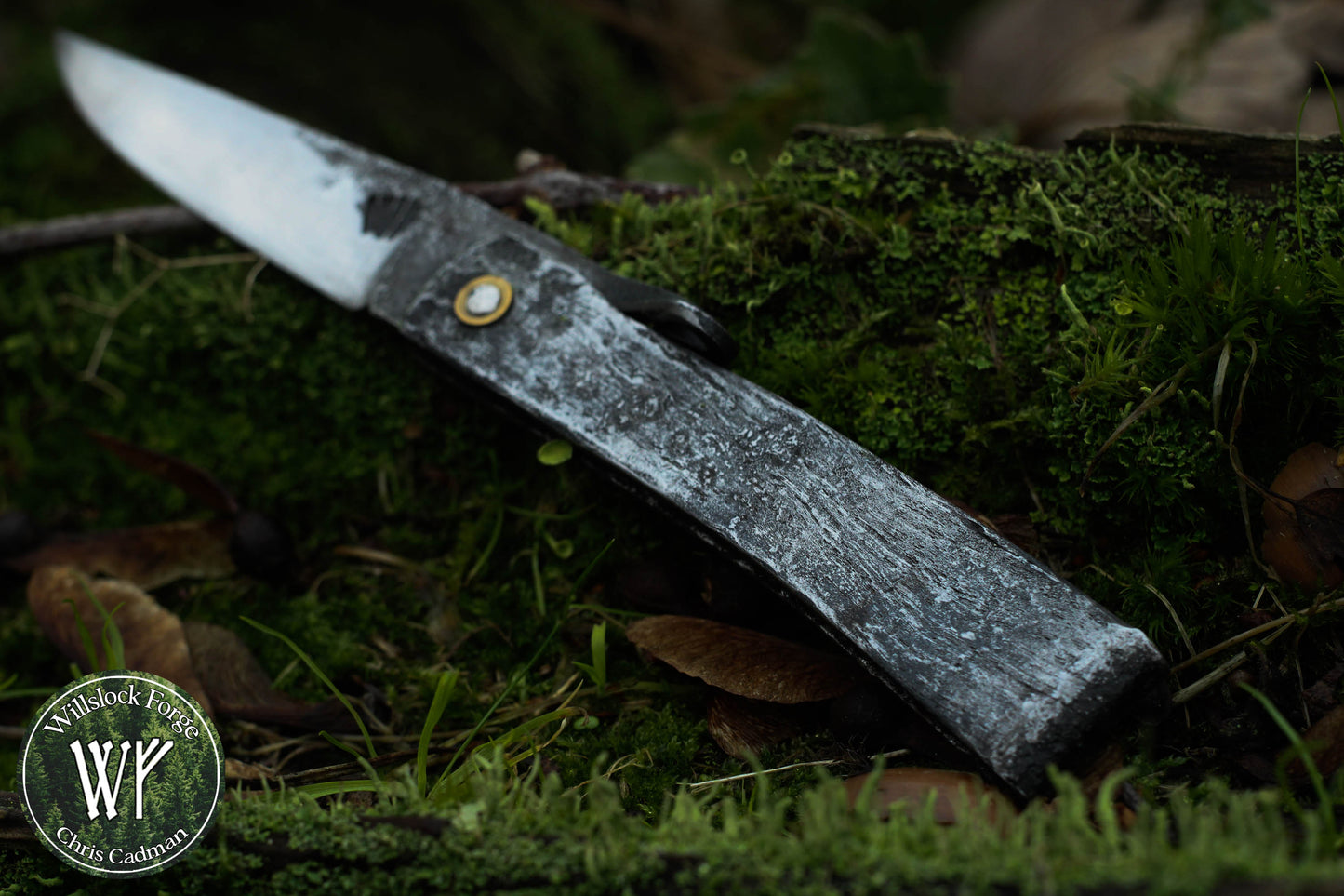 Hand-forged Birka Style Viking Friction Folder / Laminated iron & steel blade with forged wrought iron handle / UK Legal Carry
