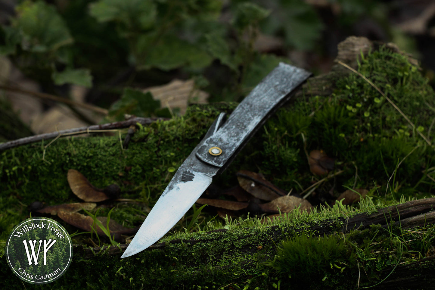 Hand-forged Birka Style Viking Friction Folder / Laminated iron & steel blade with forged wrought iron handle / UK Legal Carry