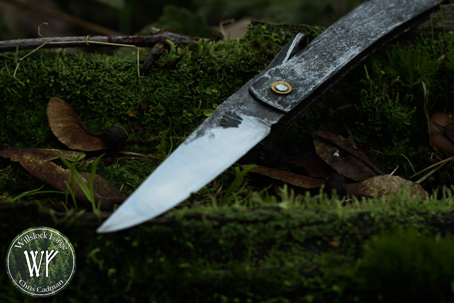 Hand-forged Birka Style Viking Friction Folder / Laminated iron & steel blade with forged wrought iron handle / UK Legal Carry