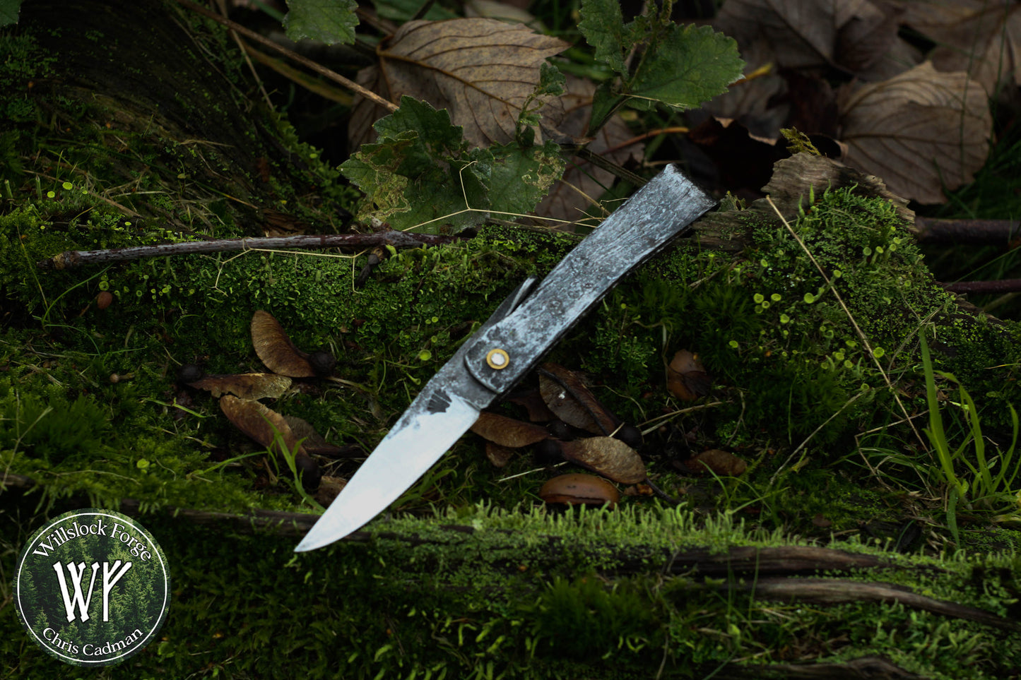Hand-forged Birka Style Viking Friction Folder / Laminated iron & steel blade with forged wrought iron handle / UK Legal Carry