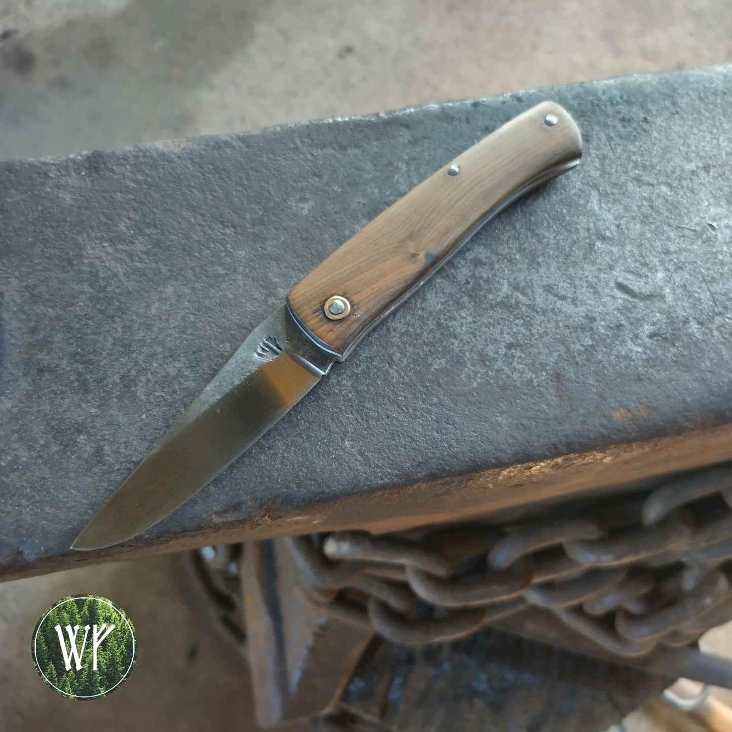 RESERVED FOR SAMUEL Hand-forged Slipjoint / UK Legal Folding Knife / 26c3 Blade with Bog YewHandle