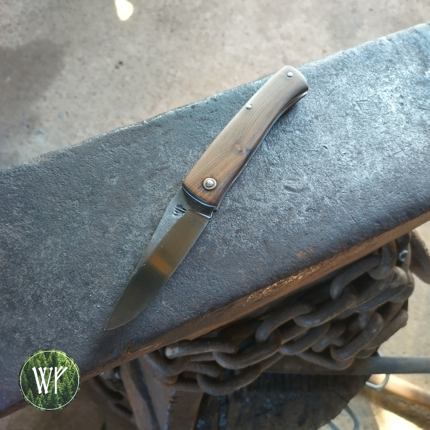 RESERVED FOR SAMUEL Hand-forged Slipjoint / UK Legal Folding Knife / 26c3 Blade with Bog YewHandle