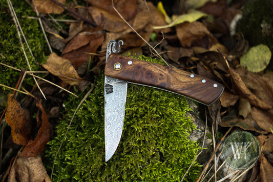 [RESERVED FOR JON] Hand-forged Viking Style Friction Folder with Laminated Iron & Steel Blade & Wenge Wood Scales / UK Legal Carry