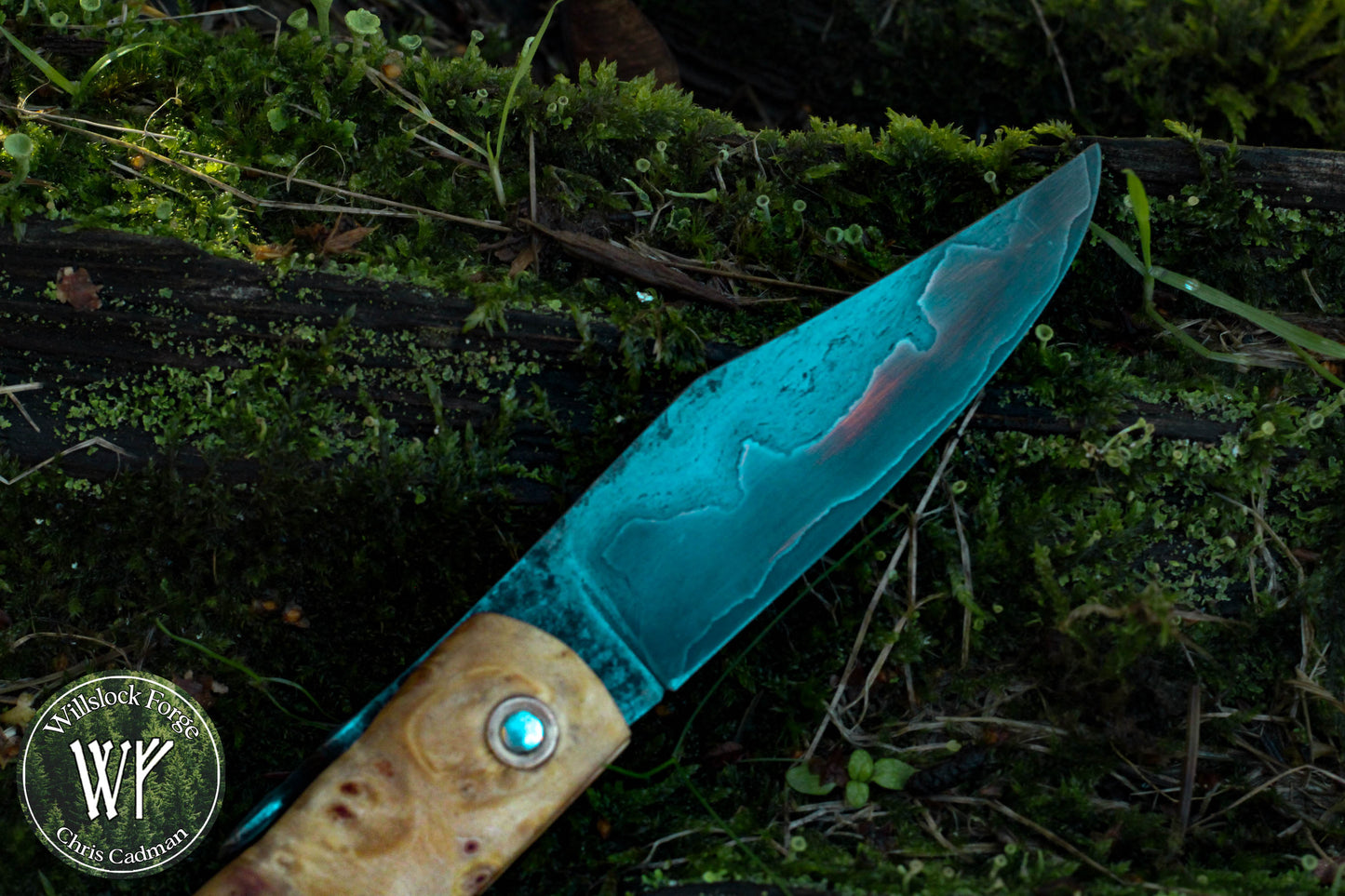 [RESERVED FOR HAGEN] Hand-forged Viking style friction folder /  Wrought Iron & Steel Blade / Wych Elm Burl Handle with steel liners / UK Legal Carry