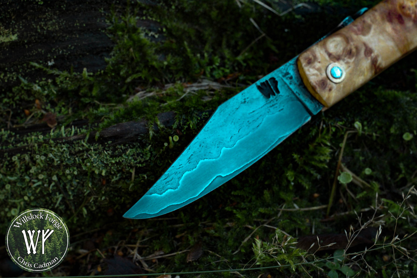 [RESERVED FOR HAGEN] Hand-forged Viking style friction folder /  Wrought Iron & Steel Blade / Wych Elm Burl Handle with steel liners / UK Legal Carry