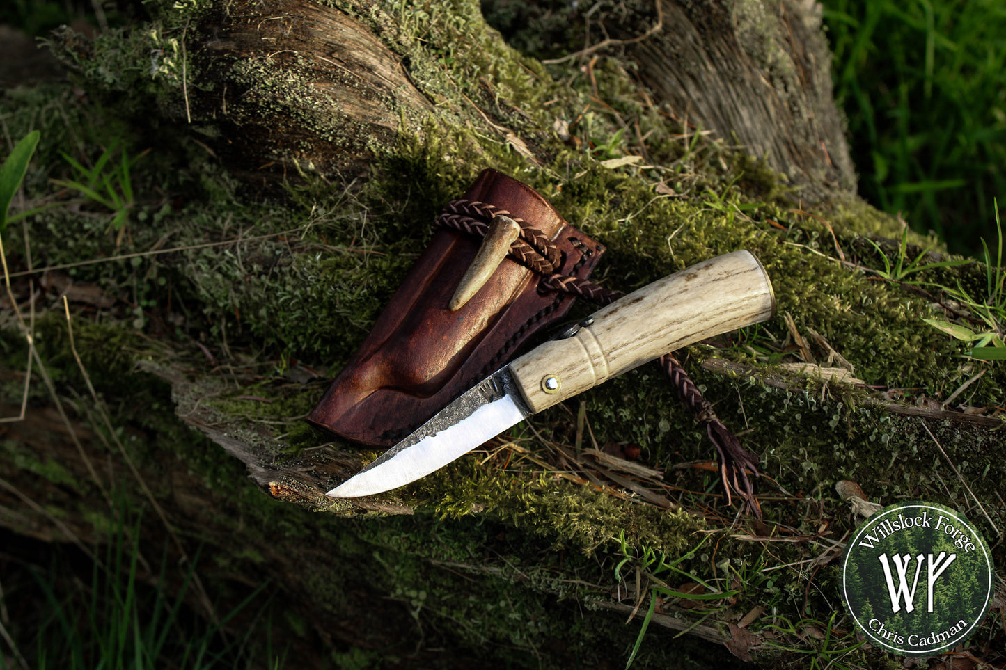Hand forged Antler friction folder / 80Crv2 Carbon Steel / Fallow Deer Antler / UK Legal Pocket Knife