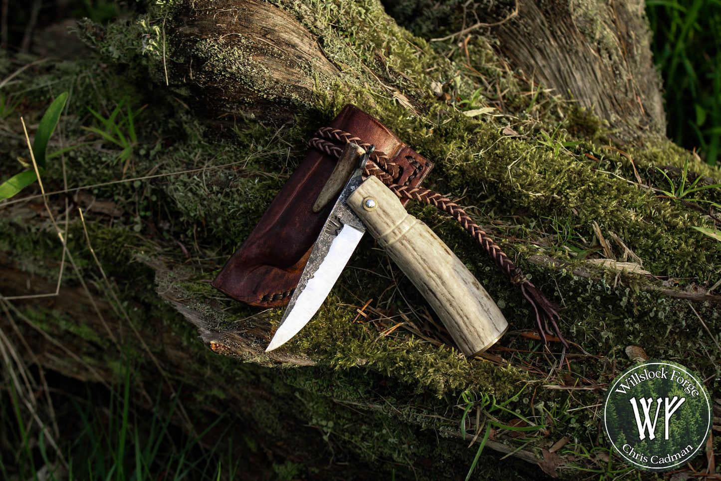 Hand forged Antler friction folder / 80Crv2 Carbon Steel / Fallow Deer Antler / UK Legal Pocket Knife