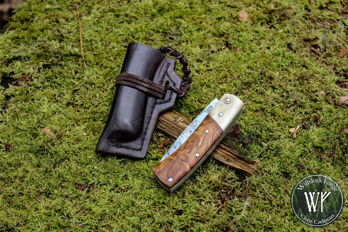 Hand-forged Yakut Style Slipjoint / UK Legal Folding Knife / 1084 Carbon Steel Blade with Moose Antler & Stabilized Masur Birch handle