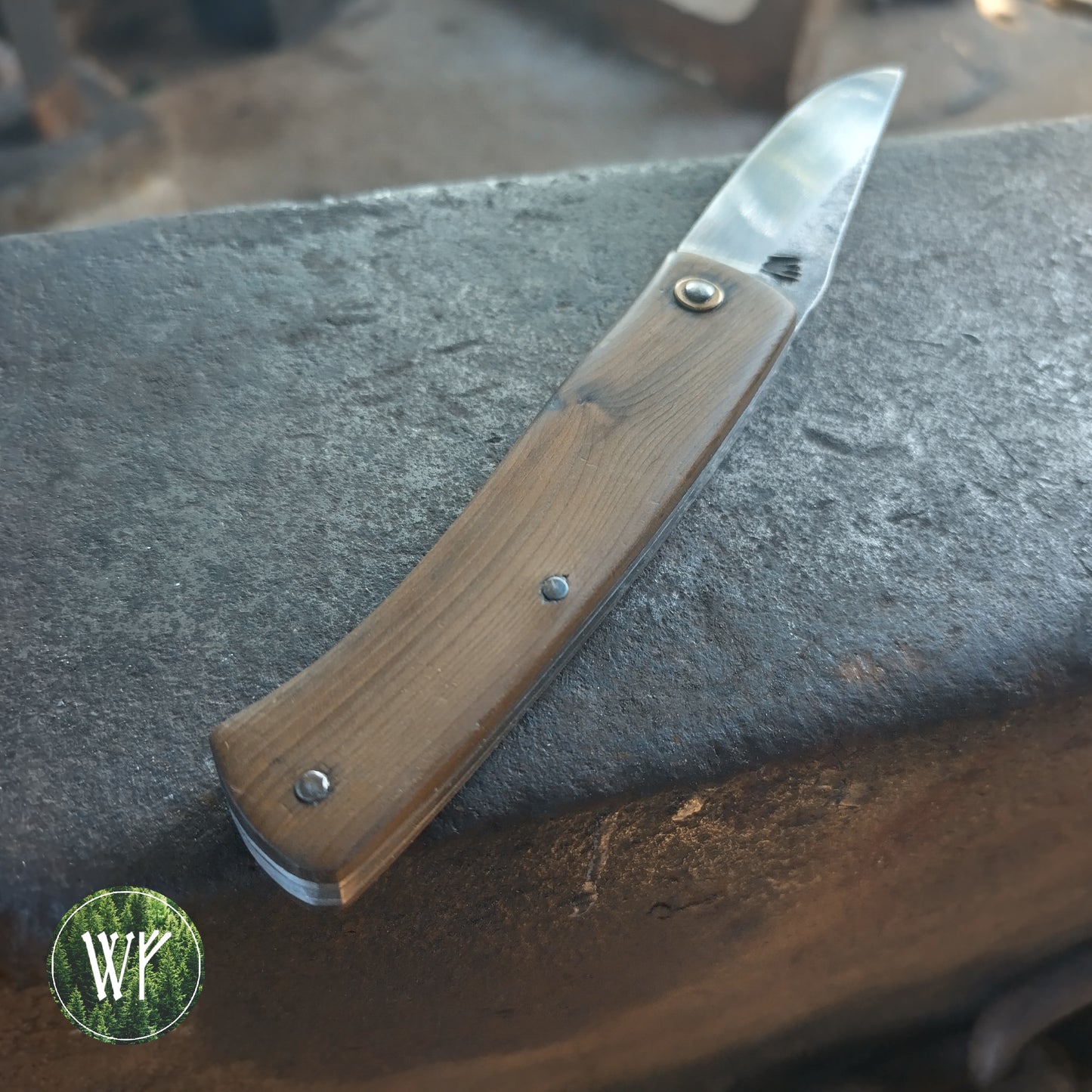 RESERVED FOR SAMUEL Hand-forged Slipjoint / UK Legal Folding Knife / 26c3 Blade with Bog YewHandle