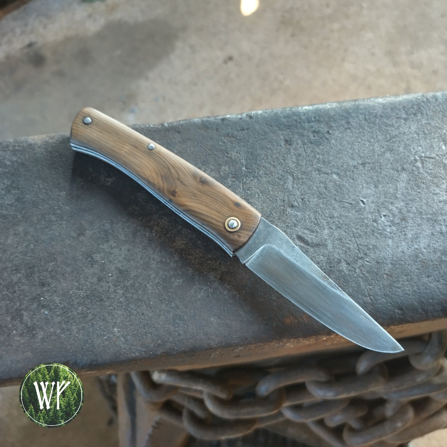 RESERVED FOR SAMUEL Hand-forged Slipjoint / UK Legal Folding Knife / 26c3 Blade with Bog YewHandle
