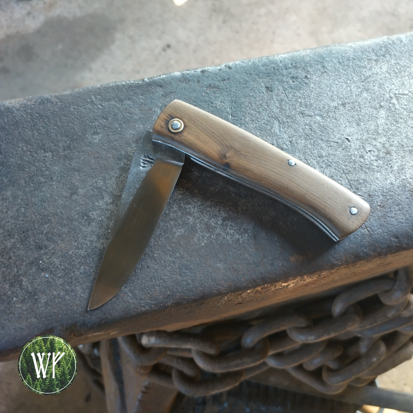 RESERVED FOR SAMUEL Hand-forged Slipjoint / UK Legal Folding Knife / 26c3 Blade with Bog YewHandle