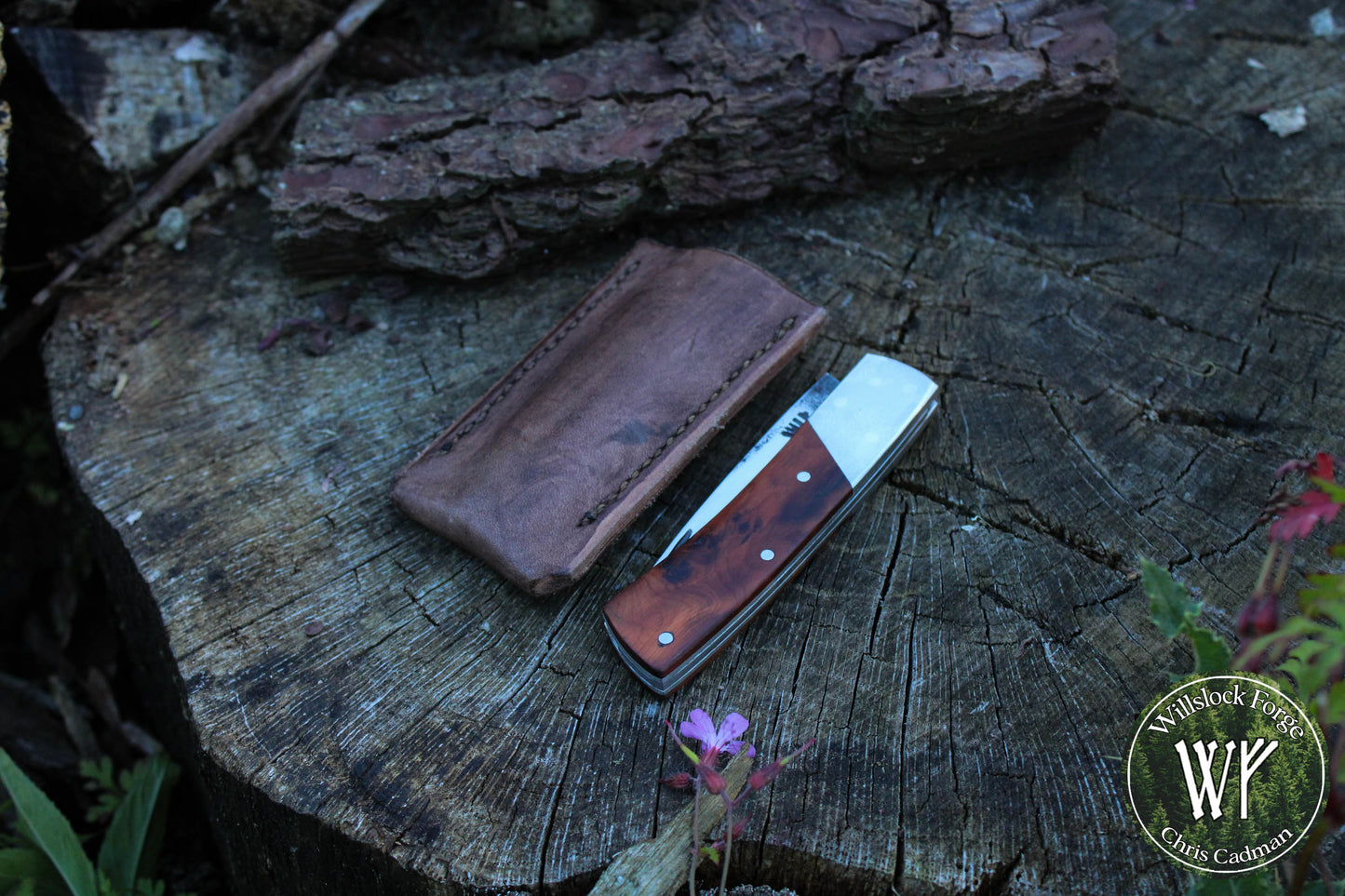 Hand-forged Folding Knife / Heavy Duty Slipjoint / 1084 Carbon Steel & English Yew Burl / UK Legal Pocket Knife