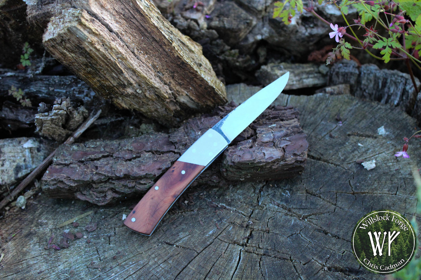 Hand-forged Folding Knife / Heavy Duty Slipjoint / 1084 Carbon Steel & English Yew Burl / UK Legal Pocket Knife