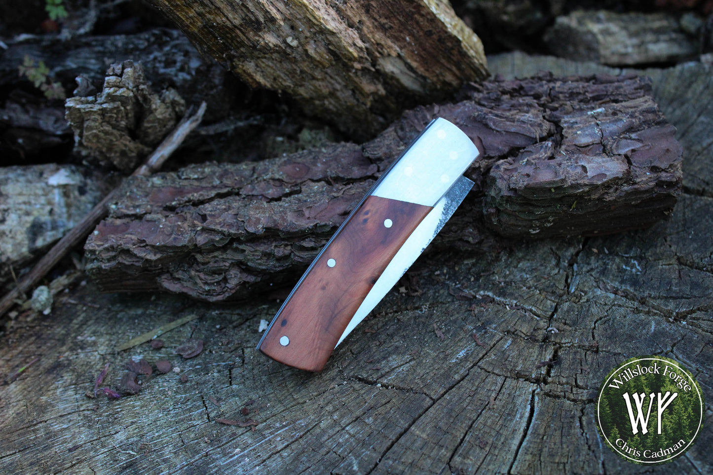 Hand-forged Folding Knife / Heavy Duty Slipjoint / 1084 Carbon Steel & English Yew Burl / UK Legal Pocket Knife