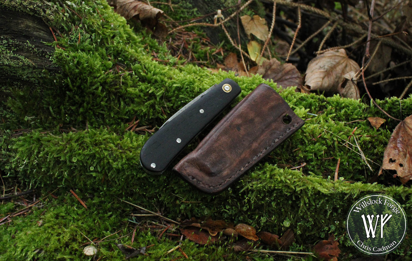 Hand-forged Slipjoint / Wharncliffe blade with stainless steel bolsters and Ebony scales / UK Legal Pocketknife