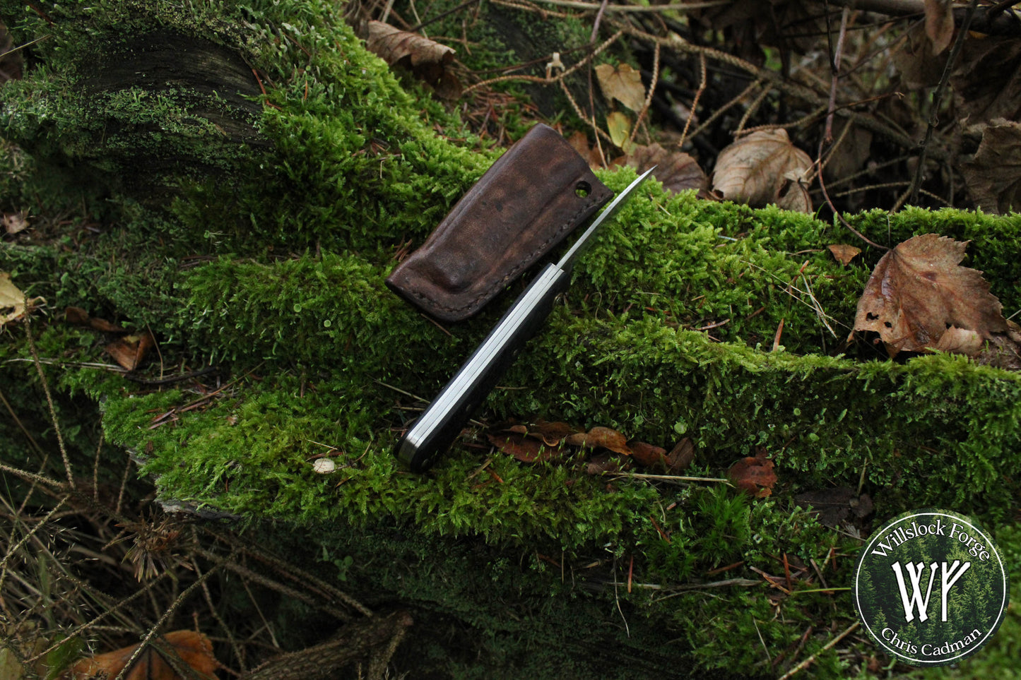 Hand-forged Slipjoint / Wharncliffe blade with stainless steel bolsters and Ebony scales / UK Legal Pocketknife