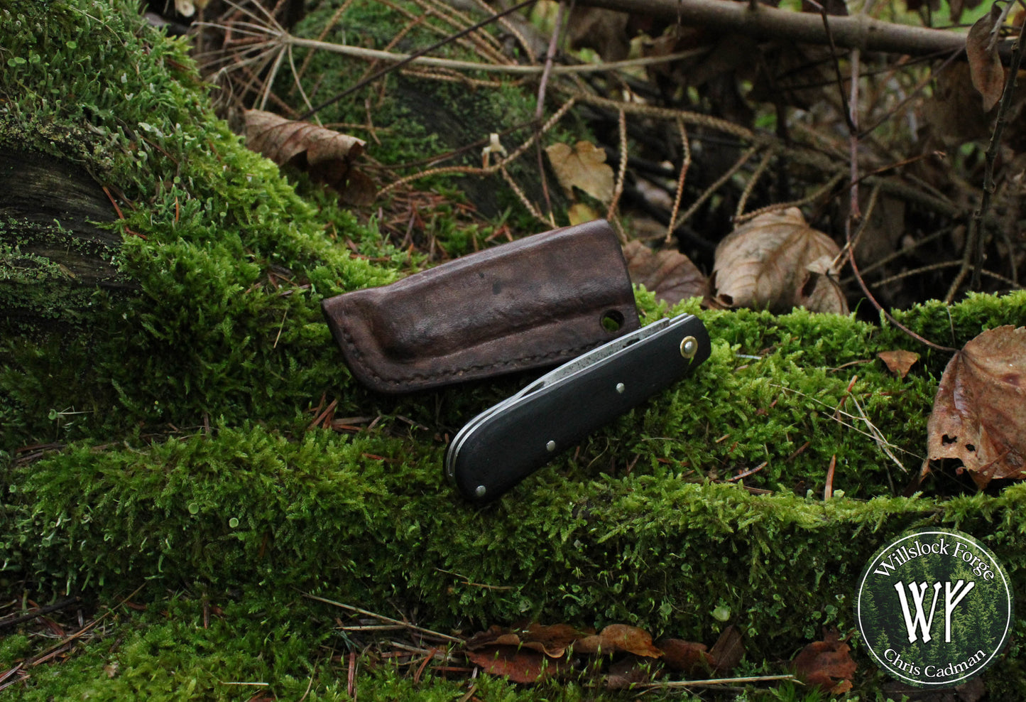 Hand-forged Slipjoint / Wharncliffe blade with stainless steel bolsters and Ebony scales / UK Legal Pocketknife