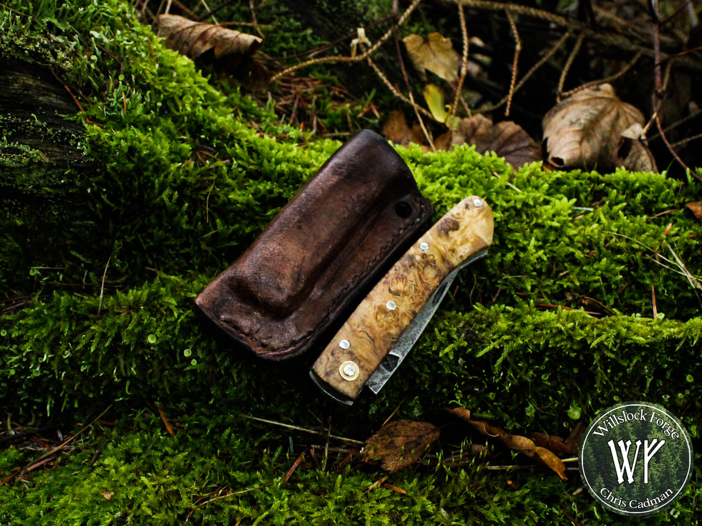 Hand-forged Slipjoint / Heavy Duty Folding Knife / Sheffcut Carbon Steel blade with Box Elder Burl (Stabilized) Scales / UK Legal Pocketknife