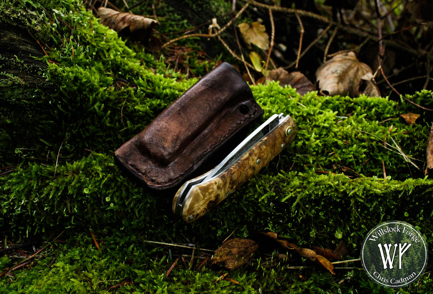 Hand-forged Slipjoint / Heavy Duty Folding Knife / Sheffcut Carbon Steel blade with Box Elder Burl (Stabilized) Scales / UK Legal Pocketknife