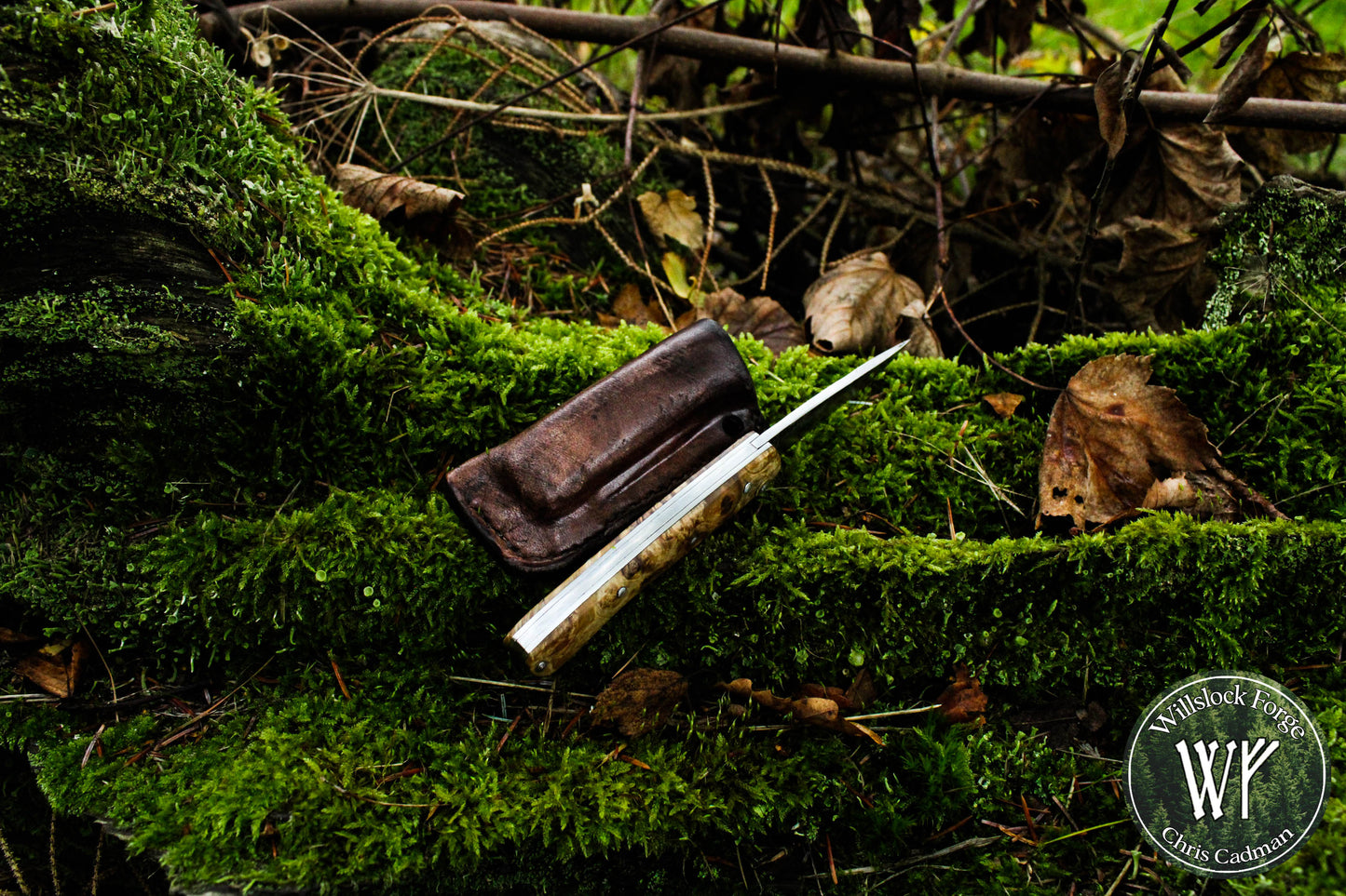 Hand-forged Slipjoint / Heavy Duty Folding Knife / Sheffcut Carbon Steel blade with Box Elder Burl (Stabilized) Scales / UK Legal Pocketknife
