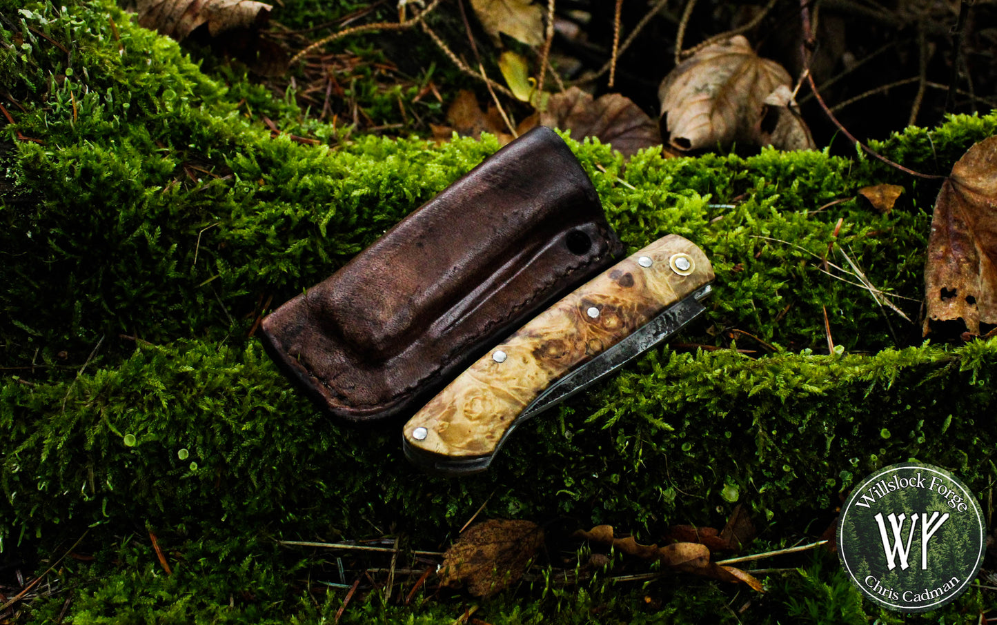 Hand-forged Slipjoint / Heavy Duty Folding Knife / Sheffcut Carbon Steel blade with Box Elder Burl (Stabilized) Scales / UK Legal Pocketknife