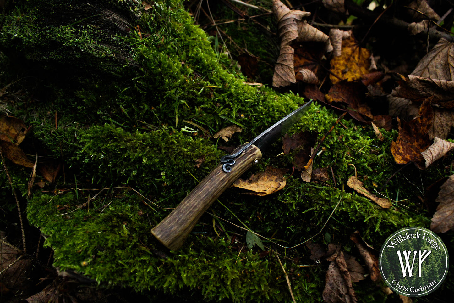 Hand-forged Friction Folder / Viking folding knife with antler handle / 1084 Carbon Steel blade / UK Legal Carry