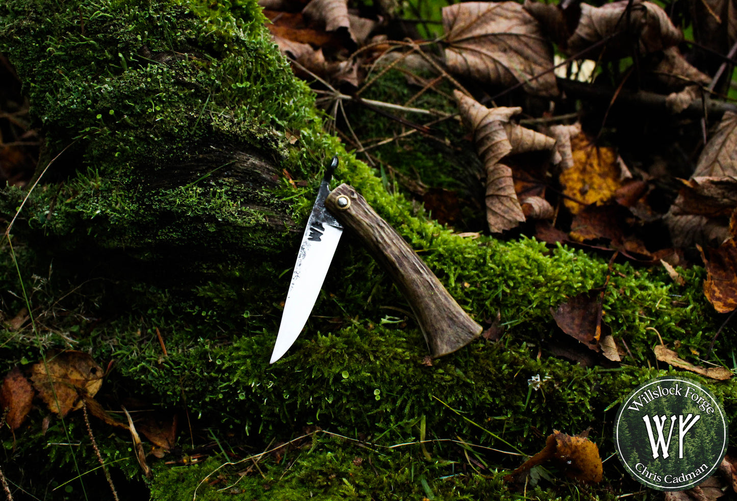 Hand-forged Friction Folder / Viking folding knife with antler handle / 1084 Carbon Steel blade / UK Legal Carry