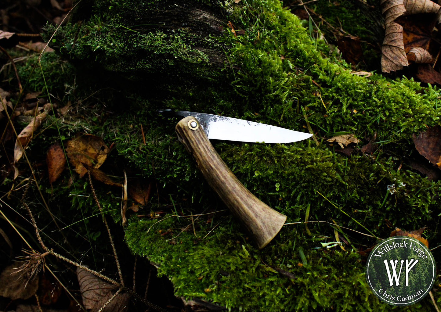 Hand-forged Friction Folder / Viking folding knife with antler handle / 1084 Carbon Steel blade / UK Legal Carry