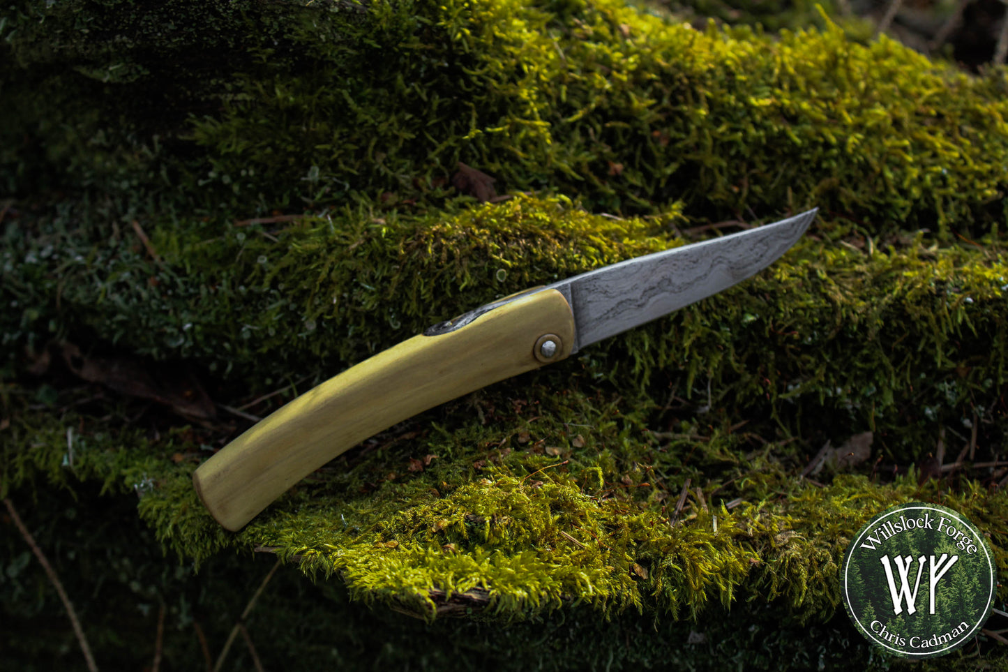 Hand-forged folding knife / Wrought Iron San Mai Viking Friction Folder / Boxwood handle / UK Legal