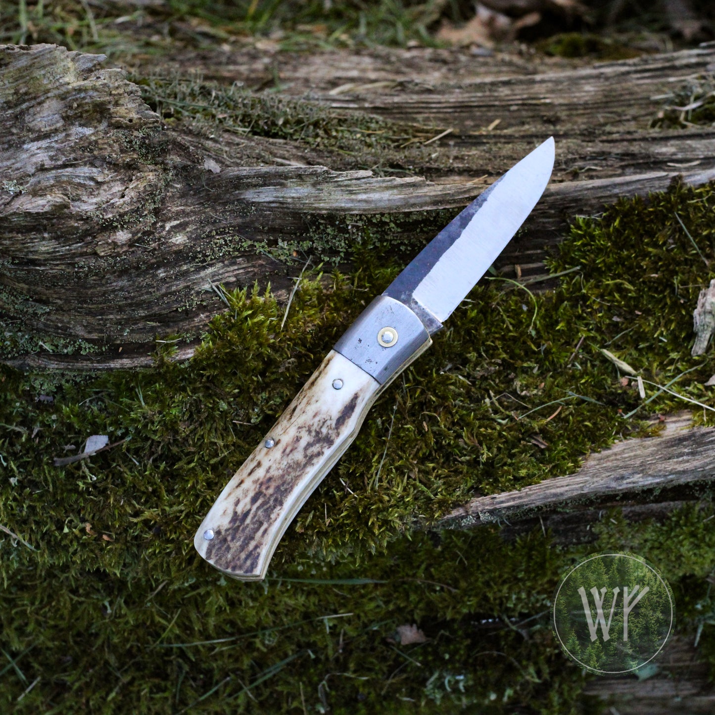 [Reserved for Matt] Hand-forged Slipjoint / UK Legal Folding Knife / 15N20 Blade with Wrought Iron & Stag Handle