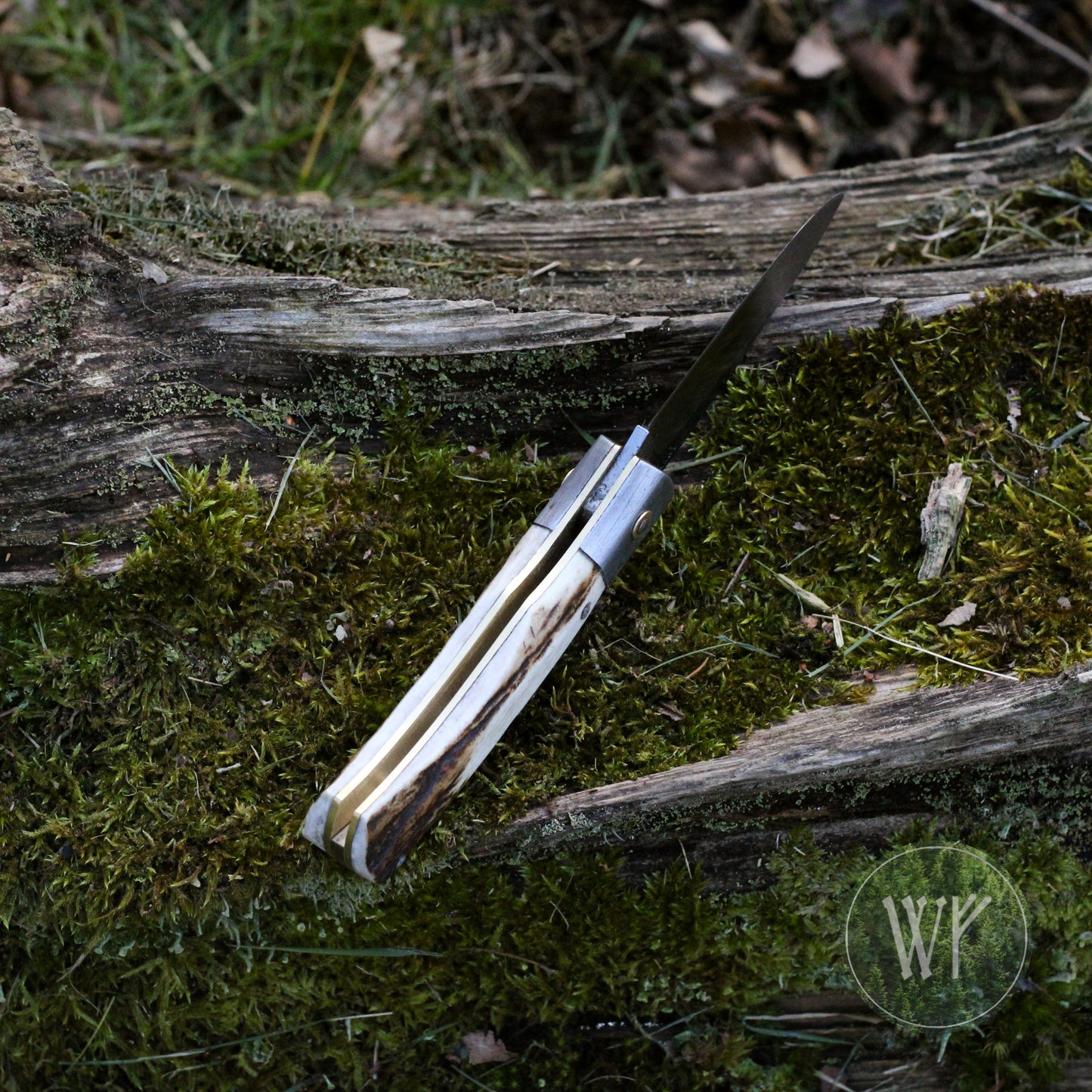 [Reserved for Matt] Hand-forged Slipjoint / UK Legal Folding Knife / 15N20 Blade with Wrought Iron & Stag Handle