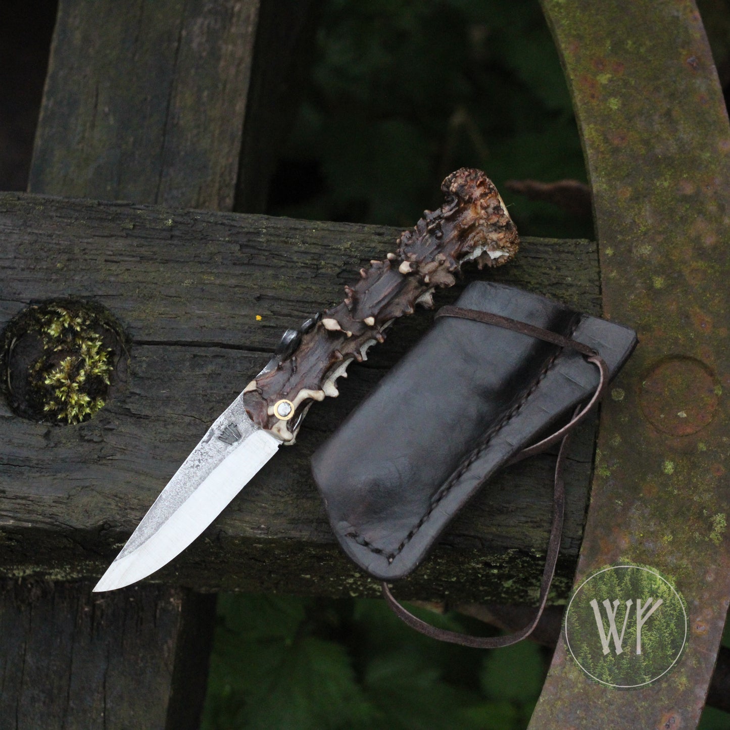[RESERVED FOR PAUL] Hand-forged Viking friction folder / Scottish Roe Deer Antler Handle / Carbon Steel Blade / UK Legal Pocket Knife