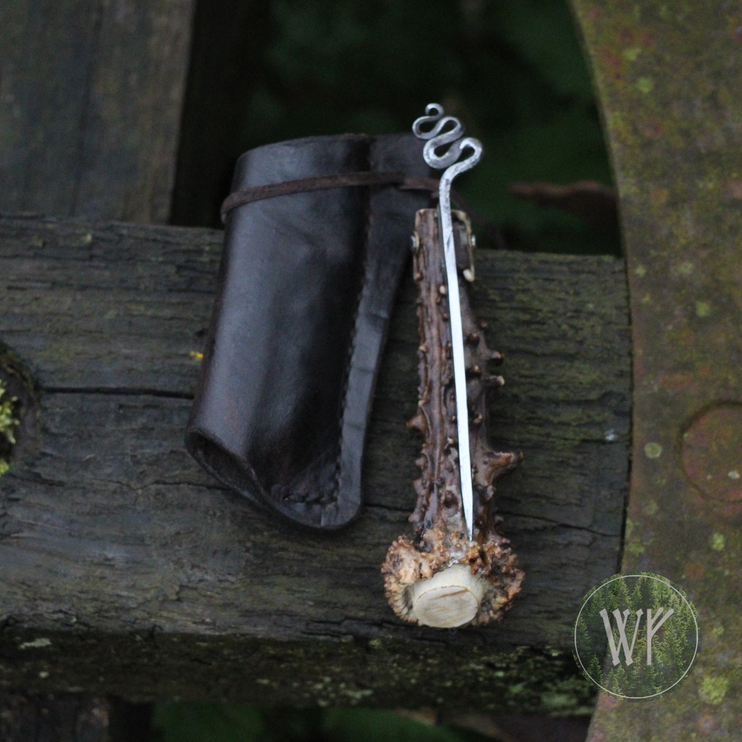 [RESERVED FOR PAUL] Hand-forged Viking friction folder / Scottish Roe Deer Antler Handle / Carbon Steel Blade / UK Legal Pocket Knife