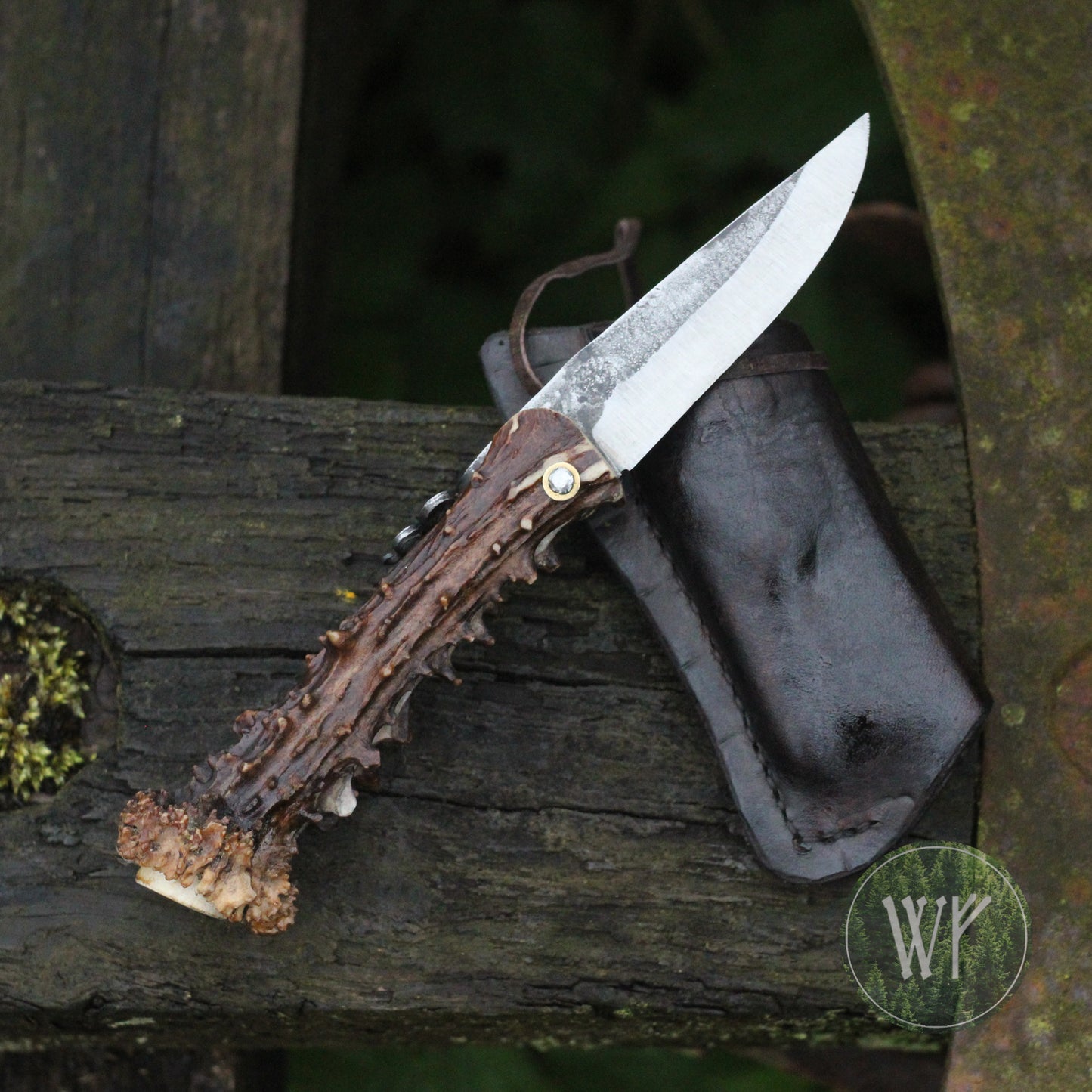 [RESERVED FOR PAUL] Hand-forged Viking friction folder / Scottish Roe Deer Antler Handle / Carbon Steel Blade / UK Legal Pocket Knife