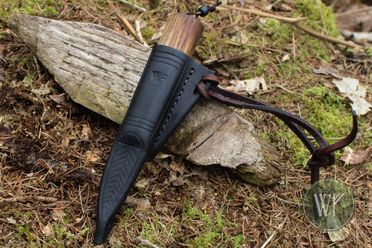 Historical reproduction of Viking age Mästermyr Knife. Hand forged from Bloomery Steel with Spalted Ash handle