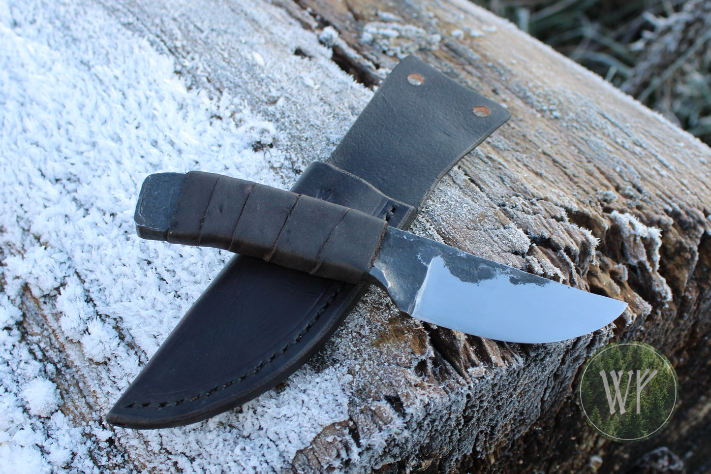 Hand-Forged Viking Neck Knife with Leather Wrapped Handle