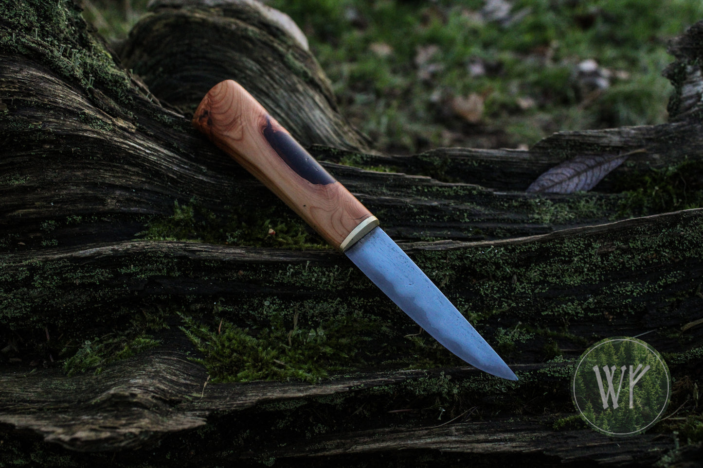 [RESERVED FOR KRISTINA] Hand-forged Viking Puukko with laminated iron & steel blade and English Yew Burr handle