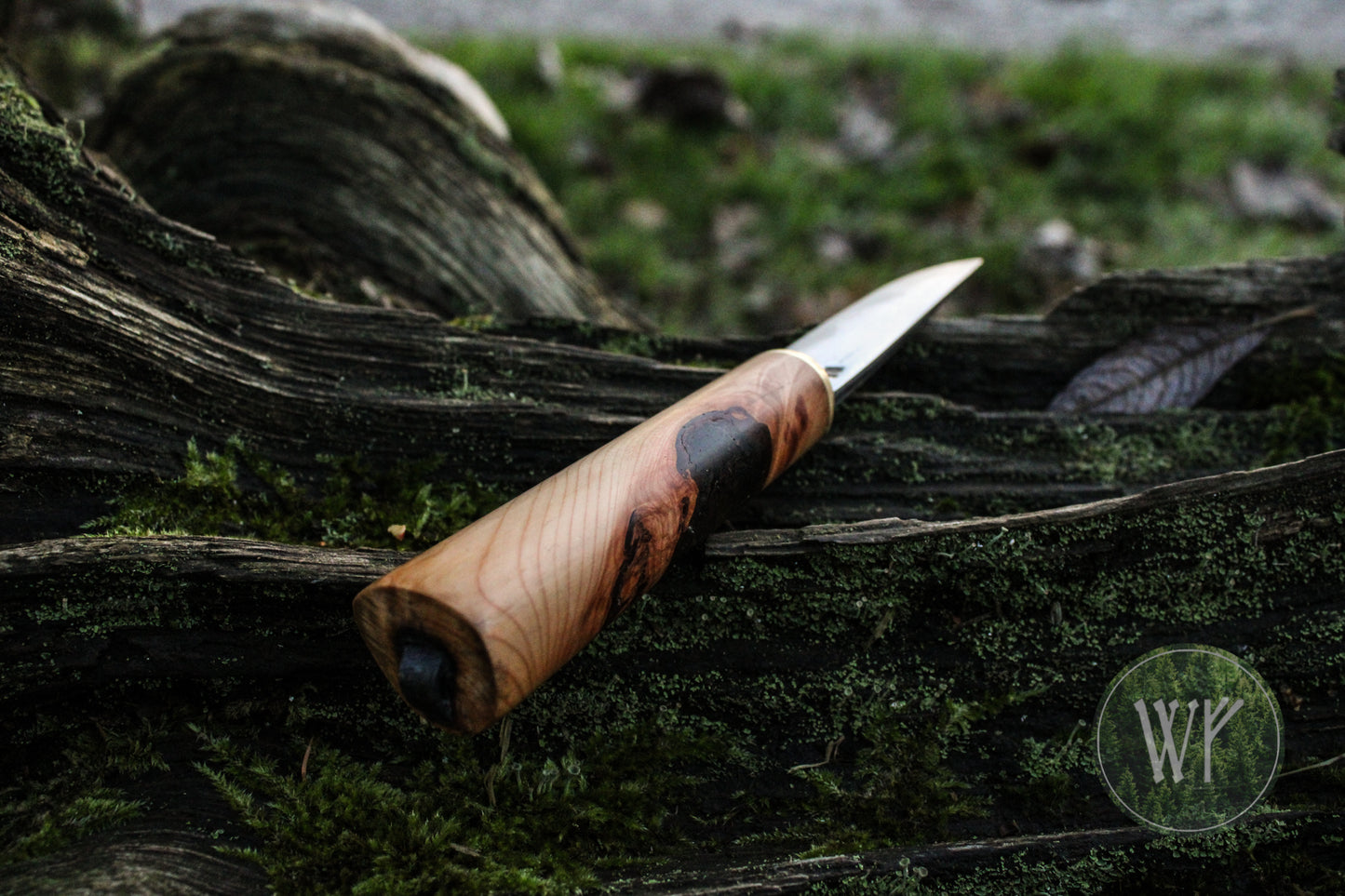 [RESERVED FOR KRISTINA] Hand-forged Viking Puukko with laminated iron & steel blade and English Yew Burr handle
