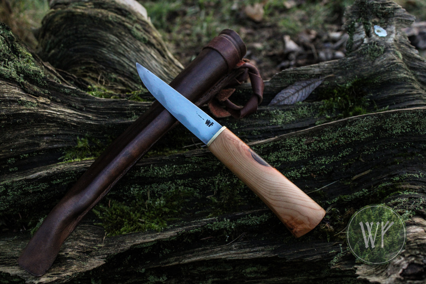 [RESERVED FOR KRISTINA] Hand-forged Viking Puukko with laminated iron & steel blade and English Yew Burr handle