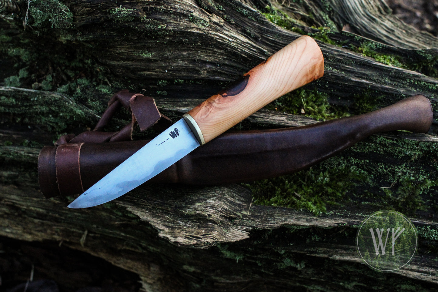 [RESERVED FOR KRISTINA] Hand-forged Viking Puukko with laminated iron & steel blade and English Yew Burr handle